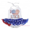 American's Birthday White Baby Halter Jumpsuit Patriotic American Star Pettiskirt & Rhinestone I Love USA Print JS4455